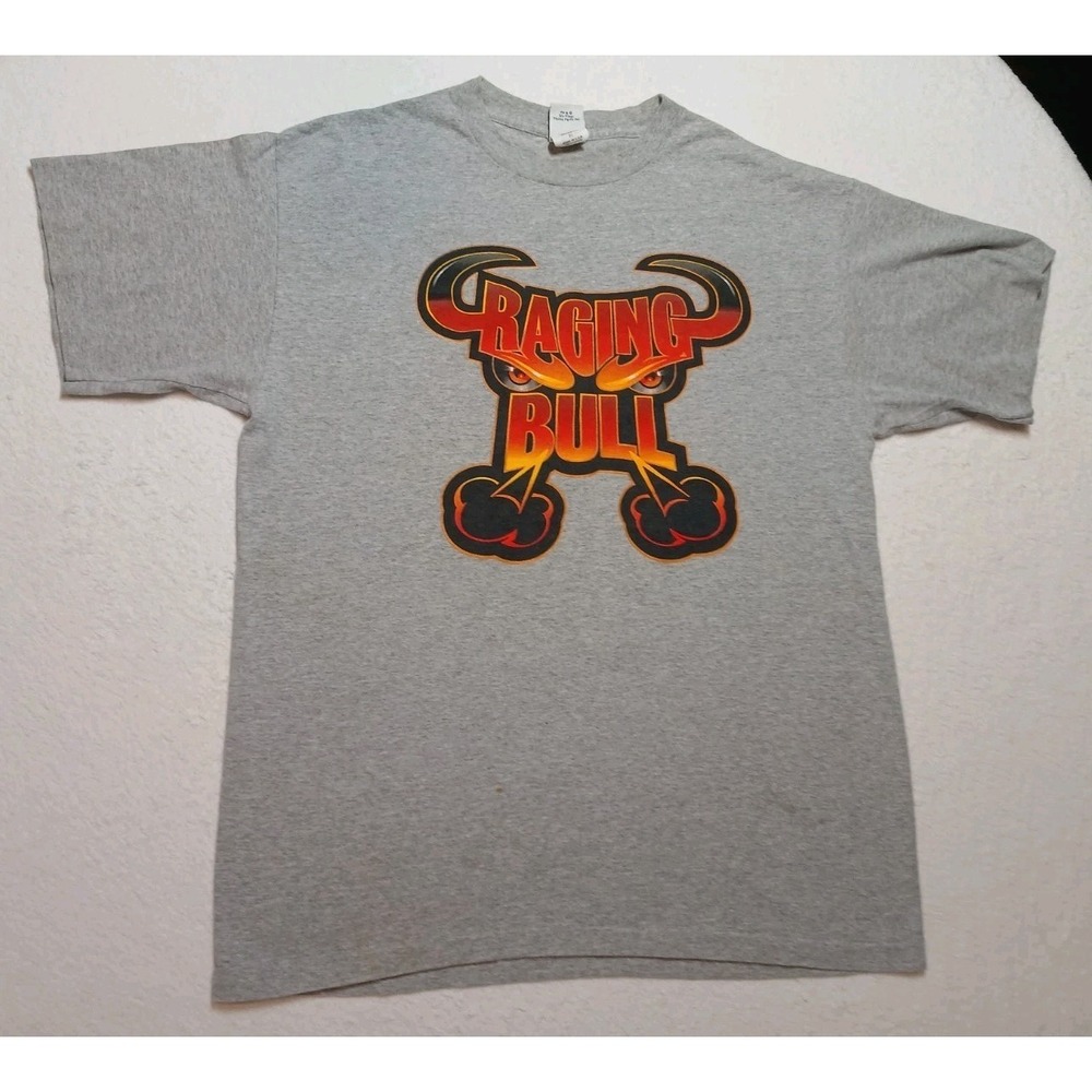Mens RAGING BULL Six Flags Roller Coaster Grey T Shirt Sz XL